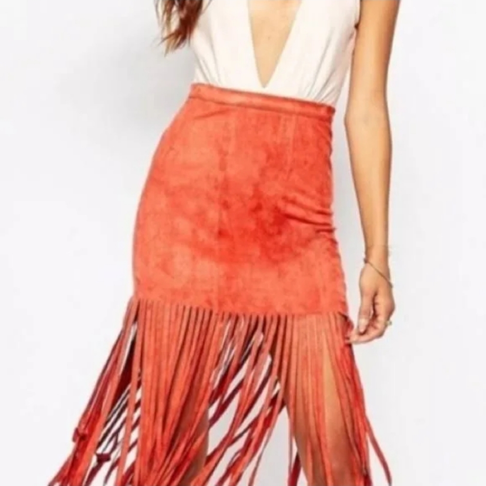 H&M Cochella red fringe trim skirt - Picture 8 of 13